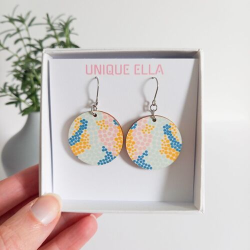 Mosaic Wooden Drop Earrings