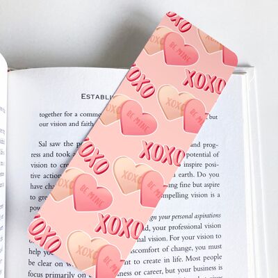 XOXO and Candy Hearts Bookmark | Valentines Day Stationery