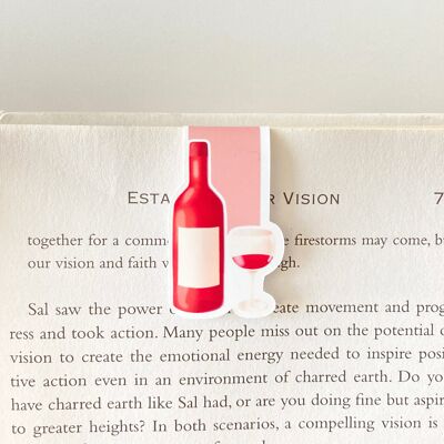 Wine Bottle and Glasses Magnetic Bookmark | Valentines Day Stationery