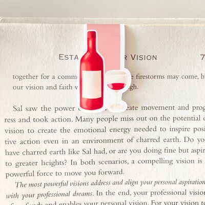Wine Bottle and Glasses Magnetic Bookmark | Valentines Day Stationery