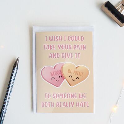 Candy Hearts Get Well Card, Funny Greeting Card, - 1 Card