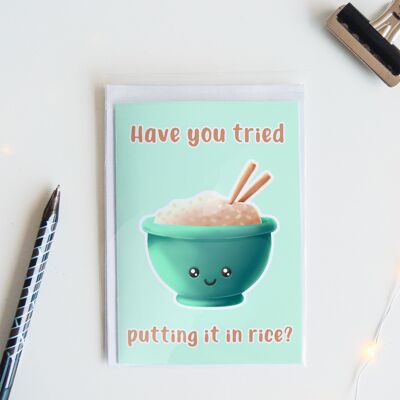 Putting It In Rice Get Well Card, Funny Greeting Card, - 1 Card