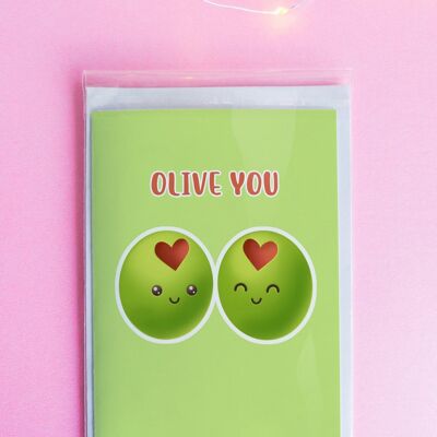 Olive You Valentines Day Card | Funny Greeting Card