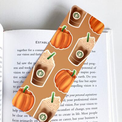 Pumpkin And Coffee Bookmark, Page Marker, Cute Stationery,