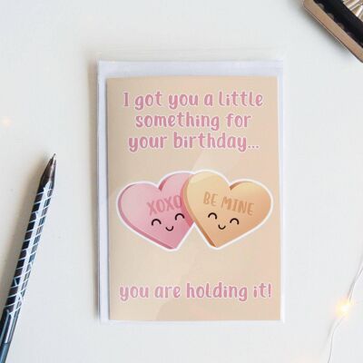 Candy Hearts Birthday Card, Funny Greeting Card, - 1 Card