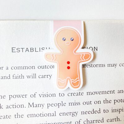 Gingerbread Magnetic Bookmark | Cute Christmas Stationery | Page Marker