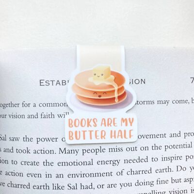 Books Are My Butter Half Magnetic Bookmark | Cute Food Stationery | Page Marker | Pancake