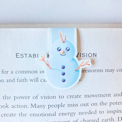 Snowman Magnetic Bookmark | Cute Winter Stationery | Page Marker