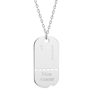 Collier GI argent 925 homme - gravure MON AMOUR