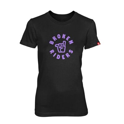 Women's parma violet Broken Riders logo black EcoVero tee