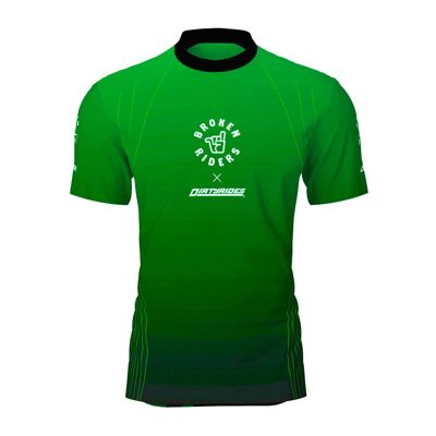 Men's short sleeve green Contour design MTB jersey