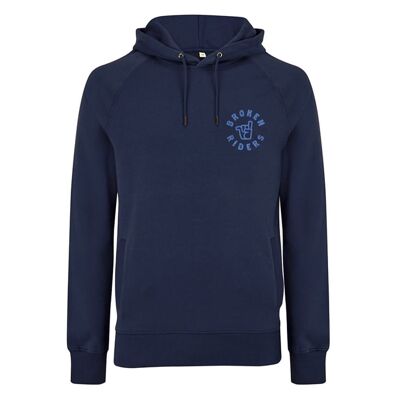 Men's Long Rides Good Vibes logo navy blue organic cotton pullover hoodie