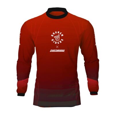 Men's red Contour design MTB jersey