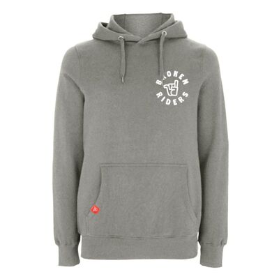 Men's Broken Riders logo grey organic cotton pullover hoodie