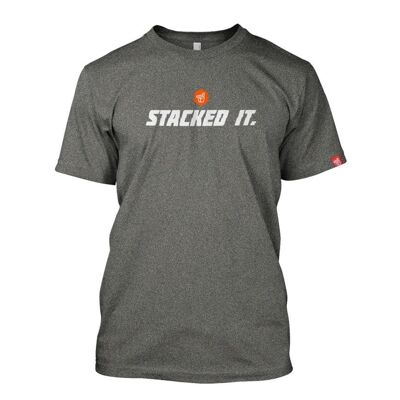 Men's Stacked It logo marl grey organic cotton tee