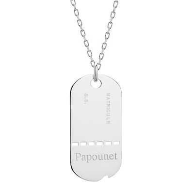 Men's 925 silver GI necklace - PAPOUNET engraving