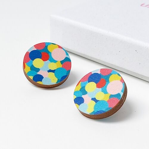 Bubbly Wooden Stud Earrings