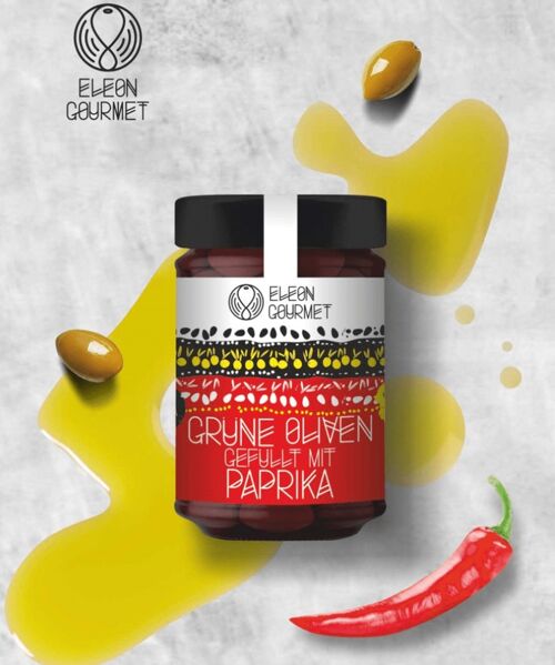 Oliven grün gefüllt mit paprika 200g