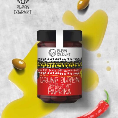 Oliven grün gefüllt mit paprika 200g