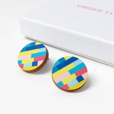 Diagonal Wooden Stud Earrings