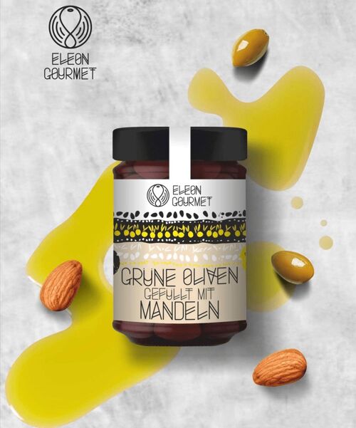 Oliven grün gefüllt mit mandeln 200g