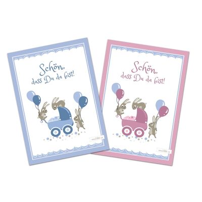 Birth Congratulations Card - Cute Bunnies