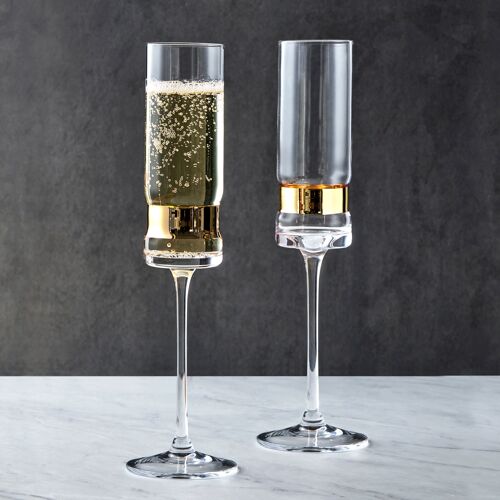 Set of 2 SoHo Champagne Flutes Gold