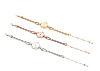 Montre bijou avec chaine pour femme - bracelets interchangeables - Pack implantation trinité - 3 métaux 2