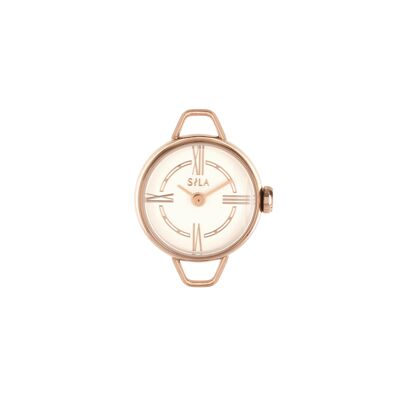 Caja de reloj con correa intercambiable en oro rosa.