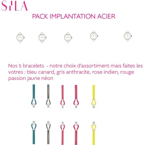 Montres à bracelets interchangeables - Pack implantation pop acier -