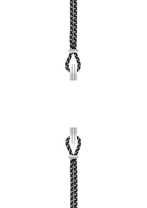 Bracelet coton pour boitier SILA clip ACIER colori nuance Noir & Blanc