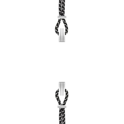 Bracelet coton pour boitier SILA clip ACIER colori nuance Noir & Blanc