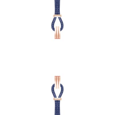 Bracelet coton pour boitier SILA clip OR ROSE colori bleu de minuit