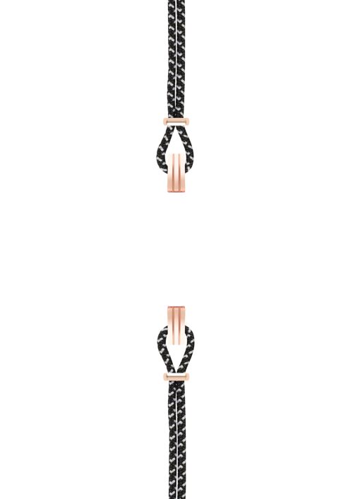 Bracelet coton pour boitier SILA clip OR ROSE colori nuance Noir & Blanc