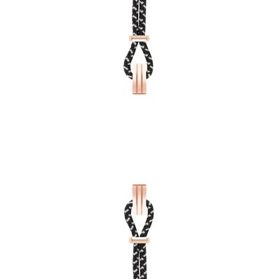 Bracelet coton pour boitier SILA clip OR ROSE colori nuance Noir & Blanc