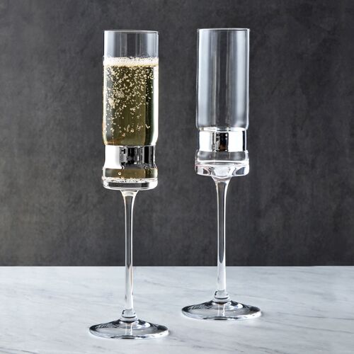 Set of 2 SoHo Champagne Flutes Silver