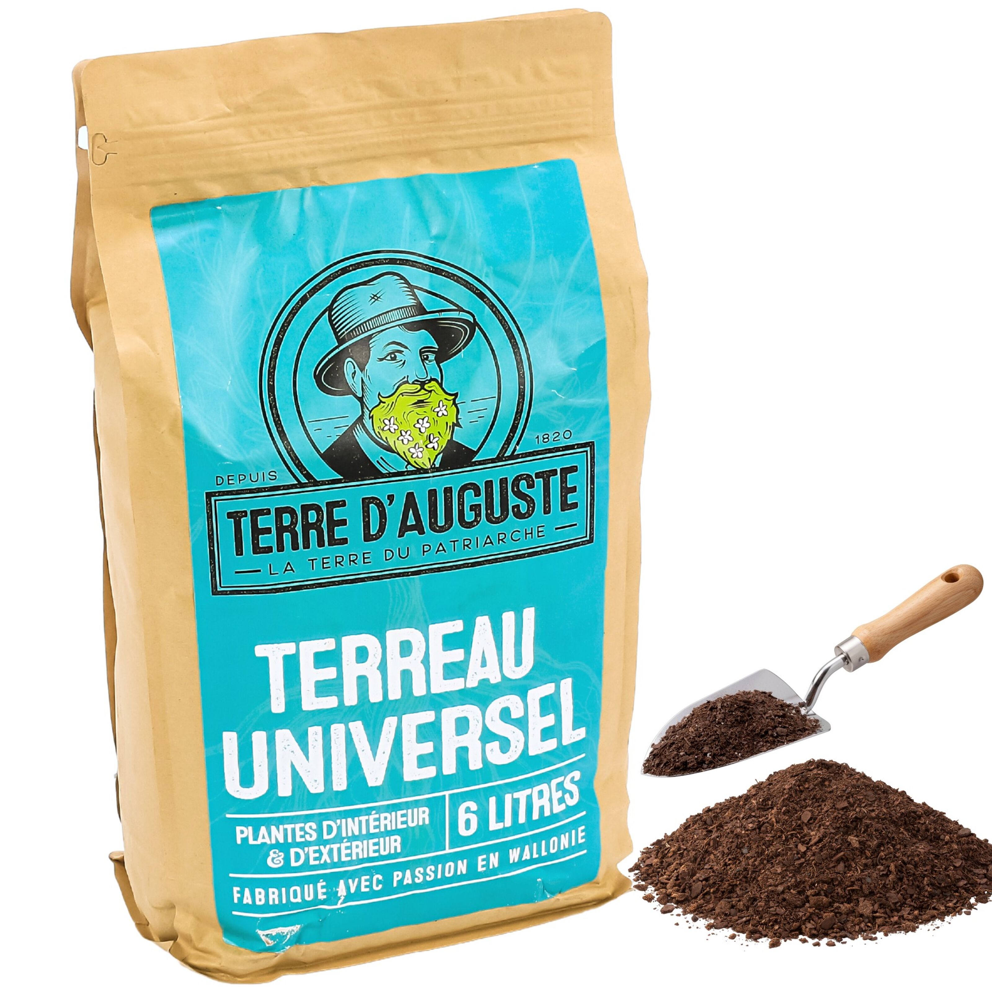 Terre D'AUGUSTE - Terreau Rempotage 6L avec Fermeture Eclair