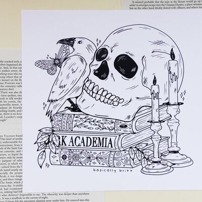 Dark Academia Bookish Art Print 20x20cm