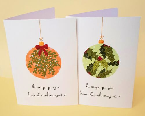 Christmas Folded Cards Baubles - Set of 2