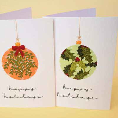 Christmas Folded Cards Baubles - Set of 2