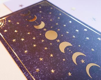 Moon Phases feuille d'or impression d'art A5 2
