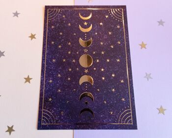 Moon Phases feuille d'or impression d'art A5 3