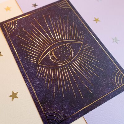 Impresión de arte de hoja de oro de ojo mágico A5