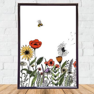 Wildflowers Floral Art Print A4