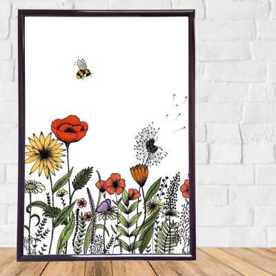 Wildflowers Floral Art Print A4