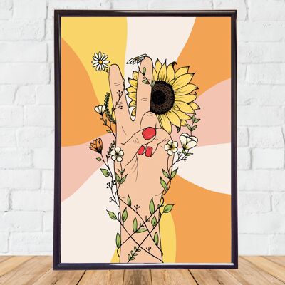 Signe de la paix Fleur Art Print A5