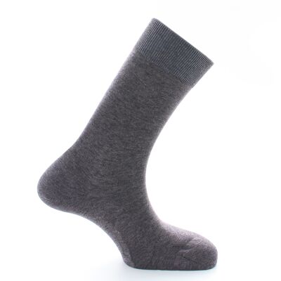 LA CLIMATISEE - wool and cotton half-socks without elastic - Mottled aubergine gray