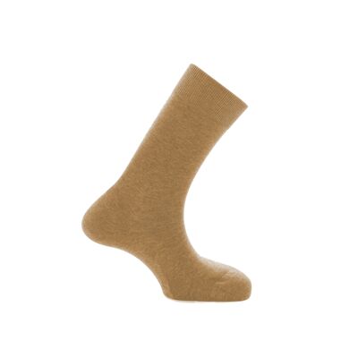 LA CLIMATISEE - mi-chaussette laine et coton sans élastique - Camel