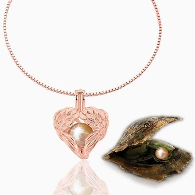 Schutzengel Fußkette + Auster mit Perle - Natürlich - Roségold - 1 Stk.