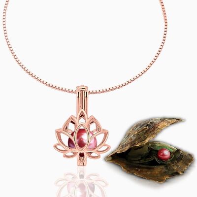 Lotus Fußkette + Auster mit Perle - Bunt - Roségold - 1 Stk.